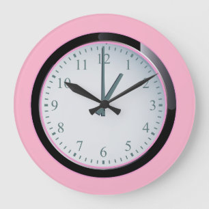 Horloge murale en acrylique rose ronde rustique co