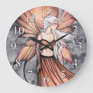 Horloge murale en art fantastique de fée d'automne
