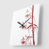 Horloge murale en bambou rouge (Angle)