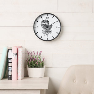 Horloge murale en bois de landau de bébé vintage p