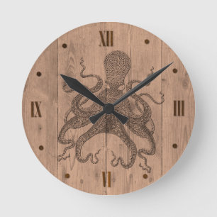 Horloge murale en bois de pieuvre