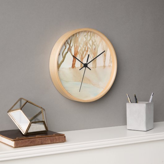 horloge murale en bois naturel (Bureau)