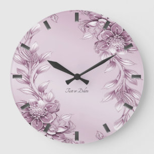 Horloge murale en feuillage rose
