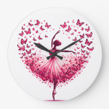 Horloge murale en forme de cœur de ballerine papil