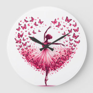 Horloge murale en forme de cœur de ballerine papil