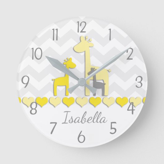 Horloge murale en girafe gris jaune (Recto)