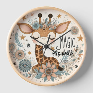 Horloge murale en girafe personnalisée pour la cha
