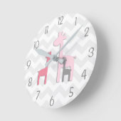 Horloge murale en girafe rose gris (Angle)