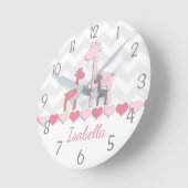 Horloge murale en girafe rose gris (Angle)
