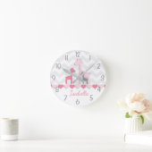 Horloge murale en girafe rose gris (Maison)