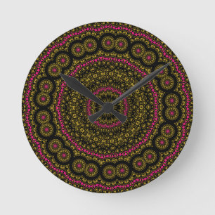 Horloge murale en kaléidoscope rose et noir