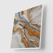 Horloge murale en marbre gris et orange (Angle)
