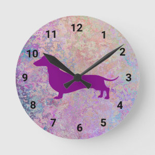Horloge murale en marbre pastel violet teckel