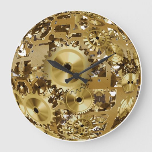 Horloge murale en métal or Steampunk (Recto)