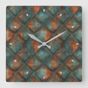 Horloge murale en métal rouillé