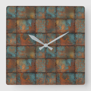 Horloge murale en métal rouillé