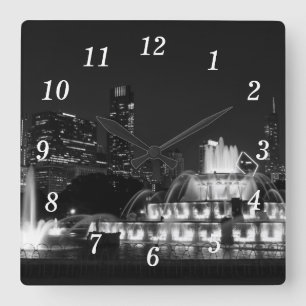 Horloge murale en niveaux de gris du parc de Chica