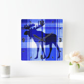 Horloge murale en orignal bleu rustique (Maison)