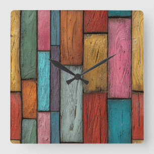 Horloge murale en planches de bois