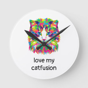 Horloge murale en quartz Chat abstrait Love My Cat