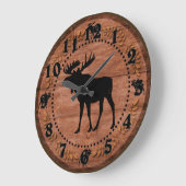 Horloge murale en rond d'orignal en bois rustique (Angle)