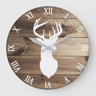 horloge murale en silhouette de cerf blanc