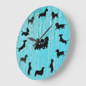 Horloge murale en silhouette de teckel en bois tur (Angle)