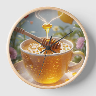 Horloge murale en tasse de thé au miel