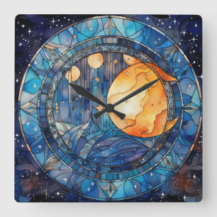 Horloge murale en verre céleste