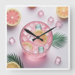 Horloge murale en verre de Lemonade rose - Rafraîc