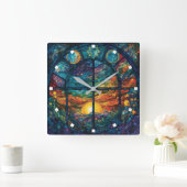 Horloge murale en verre peint céleste (Maison)