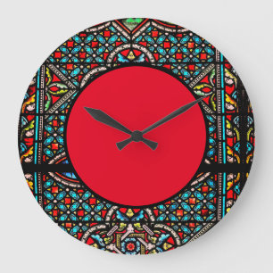 Horloge murale en verre teinté noir et rouge