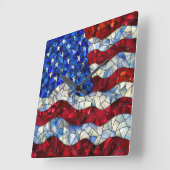 Horloge murale en verre tendu du Drapeau américain (Angle)