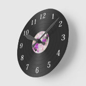 Horloge murale en vinyle Disco Retro (Angle)
