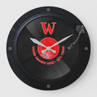 Horloge murale en vinyle rétro avec nom personnali