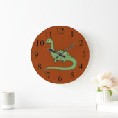 Horloge murale enfant dinosaure vert à long cou (Maison)