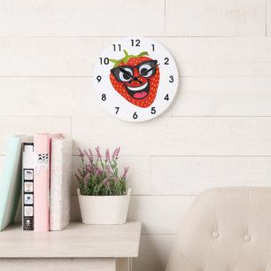 Horloge murale enfant drôle à motif fraise