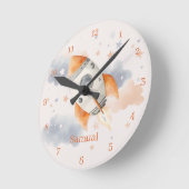 Horloge murale enfant fusée spatiale amusante (Angle)