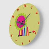 Horloge murale enfant Lion coloré (Angle)