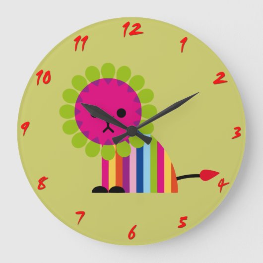 Horloge murale enfant Lion coloré (Recto)