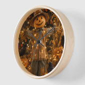 Horloge murale épouvantail rustique d'Halloween (Angle)
