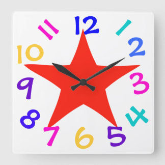 Horloge murale étoile rouge à chiffres colorés
