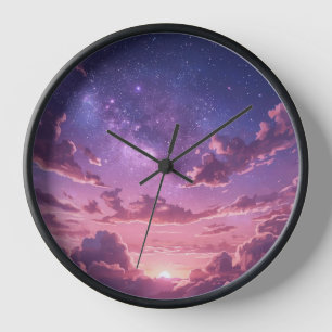 Horloge murale étoilée violette