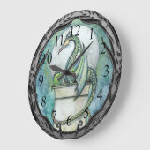 Horloge murale fantaisie Dragon Vert (Angle)