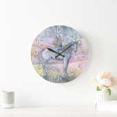 Horloge murale fantaisie licorne et fée (Maison)