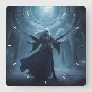Horloge murale Fantasy Wizard Art magique du sorc