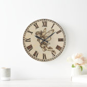 Horloge murale fée | Fantaisie pyrographiée sur bo (Maison)