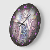 Horloge murale fée fleur rose violet (Angle)