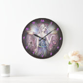 Horloge murale fée fleur rose violet (Maison)