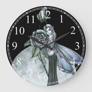 Horloge murale Fée Rose de minuit